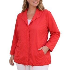 Eileen Fisher Packable Windbreaker Jacket Orange Cotton Nylon Minimalist Size M